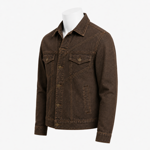 Men Heavyweight Denim Jacket Provides Thick Material Durable Construction And Comfortable Fit For <b>Cooler</b> Weather Casual Wear - Product Image 5