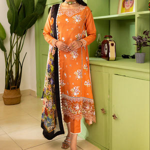 Pure Lawn Printed Lace Salwar Kameez Indian Pakistani Traje de tres piezas para mujer Verano Hasta el suelo Ropa de fiesta de secado rápido - Product Image 1