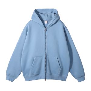 Chaqueta con capucha de color sólido de moda para hombre con cremallera suelta diseño básico cárdigan estilo sudaderas con capucha - Product Image 1