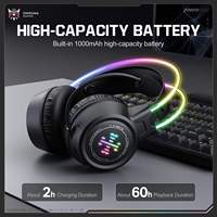 Casque de jeu sans fil 60H d'autonomie, faible latence, 2.4G BT, avec bandeau lumineux RGB suspendu pour PS4, PS5, PC