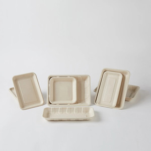 Vaisselle biodégradable à 3 compartiments Plateau en pulpe de papier Couvercle de boîte à bagasse de canne à sucre jetable - Product Image 5