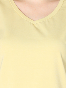 เสื้อยืดคอวีแฟชั่นสำหรับผู้หญิงผ้าคอตตอนแบบลำลองสำหรับ100% - Product Image 3