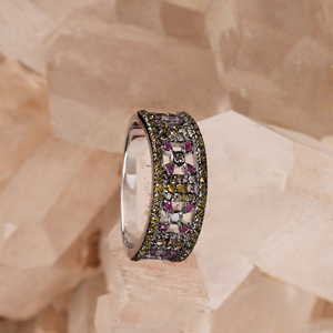 Anillo de joyería creado en plata Anillo de Plata de Ley 925 con piedras preciosas de rubí y zafiro natural certificado Gia de alta calidad para venta al por mayor - Product Image 1