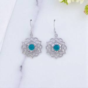 ต่างหูห่วงเงิน925แท้ของขวัญพลอยเรียบสำหรับผู้หญิง - Product Image 3