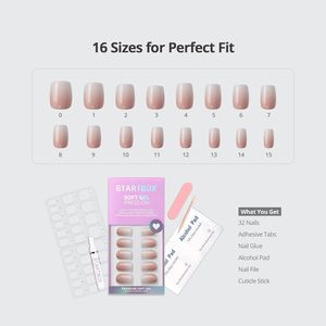 เล็บปลอมแบบกดติด วานิลลาครีม ทรงสั้นสี่เหลี่ยม สีพีชออมเบร 32 ชิ้น |   ติดทนนานกว่า 2 สัปดาห์, เล็บธรรมชาติคุณภาพระดับซาลอน, ใช้เวลาเพียง 10 นาที - Product Image 5