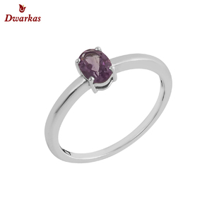 แหวนพลอยสีเงินสเตอร์ลิง925ขายดีเครื่องประดับแบบง่ามประดับด้วยพลอยสีม่วงธรรมชาติแบบแข็ง - Product Image 1