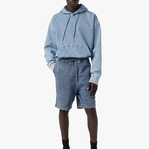 <b>Low</b> Price Unique Style Jeans Hoodie Outdoor Wear Long Sleeve Cotton Material Jeans Hoodie Attractive Look Jeans Hoodie - Product Image 4