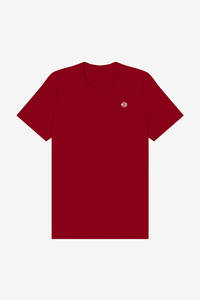T-shirt à col rond pour homme en coton jersey simple rouge bordeaux à manches courtes, vêtement décontracté pour la production de marque, directement de l'usine - Product Image 4