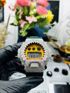 Reloj de Pulsera con Esfera Amarilla y Diamantes de Moissanita, Cronógrafo Digital, Estilo Hip Hop, para Fiestas - Product Image 6