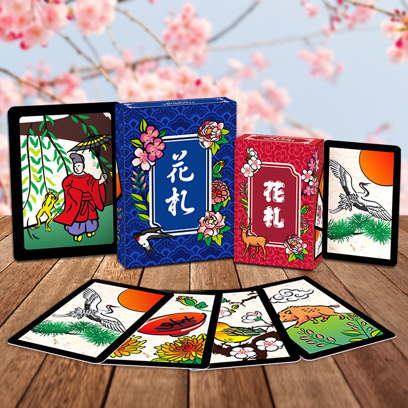 キングカード ミニサイズ 310gsm 紙製 花札 日本の花柄トランプ