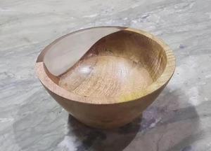 Bol à salade en bois fait à la main pour servir de la nourriture, mélanger les fruits et la soupe avec autocollant au meilleur prix - Product Image 6