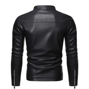 Vêtements de mode haut de gamme Vestes pour hommes Veste en cuir PU sur mesure ajustée pour hommes Vente en gros Streetwear Veste zippée pour hommes - Product Image 3