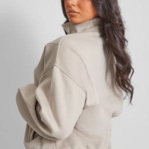 Sweats d'hiver pour femmes de haute qualité Nouveau style Demi-fermeture éclair Logo imprimé personnalisé Léger-Disponible au prix de gros - Product Image 5