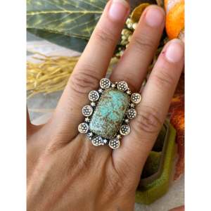 Southwest Handmade Turquoise <b>Sterling</b> <b>Silver</b> <b>Adjustable</b> Cluster <b>Ring</b> - Product Image 2