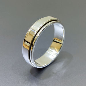 Fashionable Gold Plated <b>Titanium</b> <b>Ring</b> Jewelry 5.5 Grams Plain Silver Band for Wedding Inlay Setting Eternity Vintage Style - Product Image 1