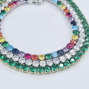 925 Sterling <b>Silver</b> Tennis <b>Bracelet</b> Women Classic Style 4 Layers Plated Rhodium Zircon Fine Chain Link <b>Bracelets</b> Wedding Daily - Product Image 5