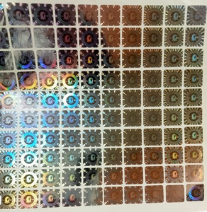 Silver Color Holographic Adhesive Paper Labels Premium Digiteltech P4 for Business Shopping <b>Gap</b> Cut Hologram Packaging - Product Image 1