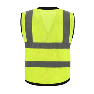 Construction Hommes Hi-viz Noir et Jaune et Orange Gilet de travail de sécurité réfléchissant personnalisé avec logo avec poches - Product Image 3