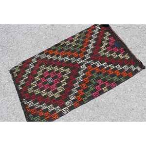 Alfombra Vintage de 2x3.5 pies, Alfombra Turca Kilim, Alfombra Roja Ikat de Lana - Product Image 2