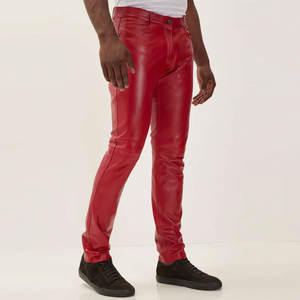 Pantalones de cuero para hombre de diseño profesional impermeables de alta calidad, pantalones de cuero para hombre de Color liso sólido de nuevo estilo - Product Image 4