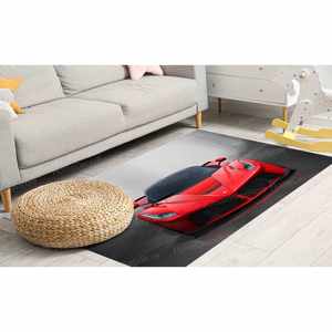 Alfombra con Estampado de Auto Rojo - Lavable a Máquina, Antideslizante, Diseño Personalizado, Alfombra Tipo Gobelino - Product Image 4