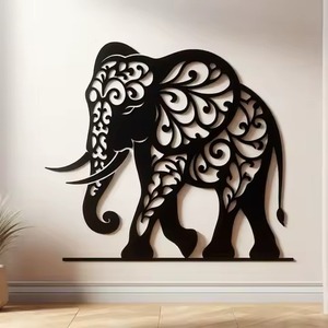 Large Elephant Shape Iron Wall Art Pieces with Black Finished Suitable for Luxurious and High-<b>end</b> Living Spaces - Product Image 1