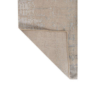 Alfombra Aprezo Ivory de Lana y Seda de Bambú Anudada a Mano, Diseño Moderno, Lujoso, Bohemio y Abstracto, Lavable, para Adolescentes -Esk-9014(Fr) - Product Image 5