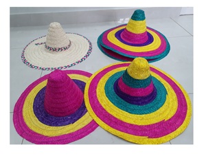 Mode pompons bord mexique danse Sombrero chapeau rayures colorées bambou tissage chapeau de paille beau chapeau de fête du Vietnam - Product Image 2