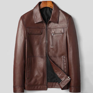 Personnalisable classique camionneur Vintage tenue moutarde gris anthracite véritable peau de mouton chemise col lisse décontracté toile intemporelle - Product Image 1