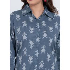 Vestido Midi de Algodón Azul con Estampado Floral, Cuello Cuadrado y Mangas Largas para Mujer, Diseño Elegante ODM, Transpirable, Talla XS, para el Día de San Valentín o para el Club - Product Image 3