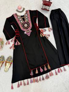 Elegante bordado estilo pakistaní rayón Kurta traje de mujer ropa de fiesta de boda - Product Image 5