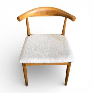 Silla de Comedor Moderna de Mediados de Siglo con Respaldo Curvo de Madera de Teca Maciza con Cojín de Tela Tapizado para Restaurante y Muebles para el Hogar - Product Image 2