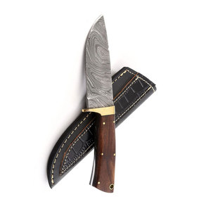 Venta directa de fábrica, hoja de acero inoxidable de Damasco y mango de madera, cuchillo de cocina táctico de supervivencia para exteriores - Product Image 5