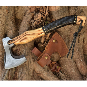 Tomahawk Viking artisanal en acier à haute teneur en carbone, manche en acier de qualité industrielle, fourreau en cuir, 1,5 kg, camping, usage quotidien en plein air - Product Image 3