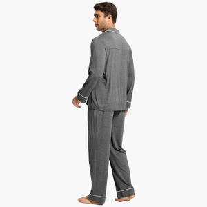 Wholesale Pajama Set for Men Soft Modal Men's Pajamas Long Sleeve Long Pants Bamboo <b>Pyjamas</b> Custom OEM ODM Plus Size Breathable - Product Image 2
