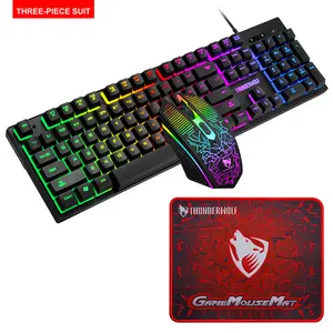 TF400 Four-piece Luminous Game Set Keyboard Mouse Headset Key Mouse Computer Accessories RGB Usb ABS Stock 2000 Waterproof Wired