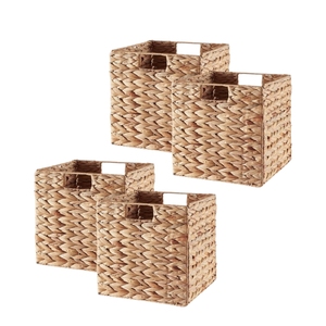 <b>Foldable</b> Eco-Friendly Water Hyacinth Rattan Storage <b>Basket</b> Woven Rectangle Organizer for Bathroom Bedroom Pantry Laundry - Product Image 4