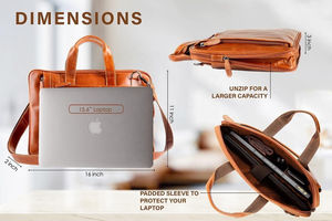 Men Leather Messenger <b>Bag</b> Waterproof Leather Laptop Briefcase Large Satchel Shoulder Office Travel <b>College</b> Computer Laptop <b>Bag</b> - Product Image 3