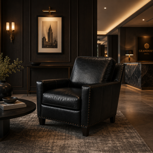 Sillón de Cuero de Búfalo de Primera Calidad, Silla de Cuero Genuino, Color Personalizado, Hecho a Mano, Diseño Industrial de Lujo, para Apartamento u Hotel - Product Image 1