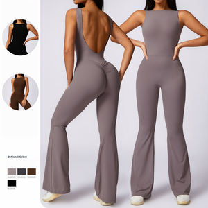 Vêtements de sport évasés de gym personnalisés, barboteuse pour femmes, grenouillère grande taille Scrunch bout à bout, vêtements de gym une pièce, combinaisons de fitness - Product Image 2