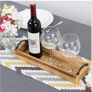 Plateau de service polyvalent en bois de pin massif avec poignées en métal robustes, idéal pour le vin, les bougies et la décoration, pour les acheteurs en gros - Product Image 6