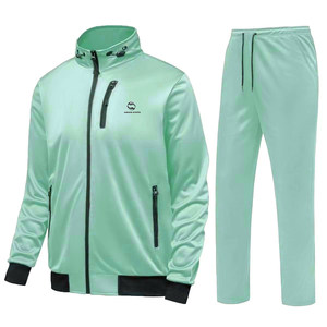 Chándal de gimnasio personalizado de fábrica al por mayor, conjunto de chándal de entrenamiento de talla grande con cremallera completa - Product Image 2