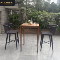Ensemble de tabourets de bar de luxe pour terrasse extérieure, en aluminium, avec coussins en corde tressée, table haute, écologique et résistant à l'eau