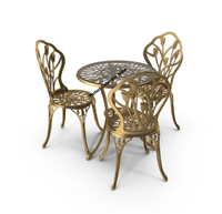 Mobilier d'extérieur antique Chaises et table Bistro Patio Jardin Ensembles Offres Spéciales en fonte Style européen 3 pièces en métal durable