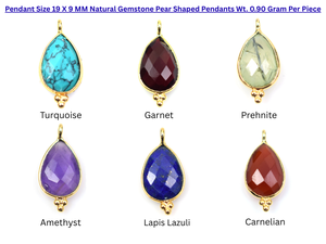 ทองเหลืองคลาสสิกพร้อมจี้ชุบทอง18K 19x9มม. จี้รูปลูกแพร์อัญมณีธรรมชาติไม่มีเครื่องประดับโซ่ - Product Image 2