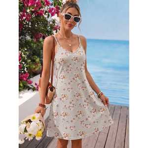 2026 <b>Sexy</b> Leopard Floral Print Slip <b>Dress</b> <b>Women</b> V-Neck Spaghetti Strap A-Line Summer Beach Sundress Wholesale OEM - Product Image 2