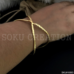 Brazalete y brazalete de latón hechos a mano de diseñador de estilo de nudo chapado en oro, pulseras de moda únicas totalmente personalizadas SKU6893 - Product Image 3