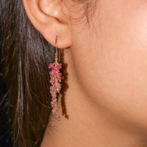 925 argent Sterling rubis perlé longue grappe boucles d'oreilles pour les femmes en or jaune rempli pierre de naissance bijoux faits à la main cadeau - Product Image 3