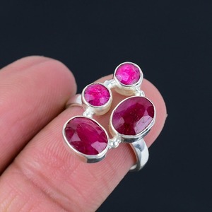 เครื่องประดับแหวนคลาสสิกสำหรับผู้หญิงเครื่องประดับเงินสไตล์ Boho 925เงินแท้ทับทิมพลอยแฮนด์เมดของขวัญสำหรับภรรยา - Product Image 5