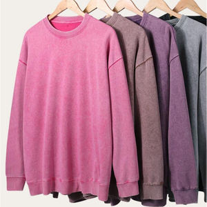 Sudadera de algodón 100% de talla grande para hombre, cómoda, patrón sólido, lavado ácido, cuello redondo, buena oferta, Jersey de punto - Product Image 2